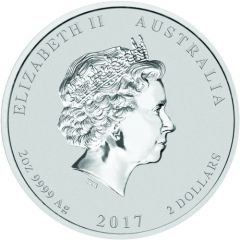 2 Dollars - Elizabeth II 4th Portrait - Year of the Rooster - Silver Bullion Coin