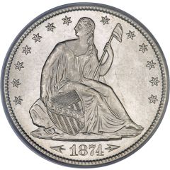 1/2 Dollar `Seated Liberty Half Dollar` with motto, with date arrows