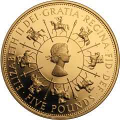 5 Pounds - Elizabeth II 40th Coronation Jubilee, Gold Proof