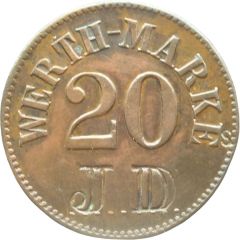 20 Pfennig Werth-Marke, Countermarked `JD`