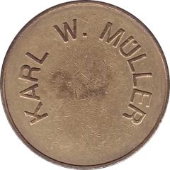 KWM token - Karl W. Müller / Münzprüfer KWM Braunschweig 28 mm, no hole, no circle on obverse