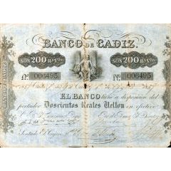 200 Reales de Vellón Banco de Cádiz
