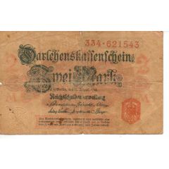 2 Mark Darlehenskassenschein - without red underprint, with red seal
