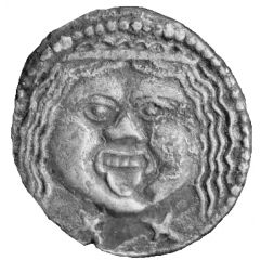 Silver 20 Asses Gorgoneion series II: star with crescent