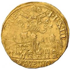 Gold Ecu - Gregory XIII Charles of Bourbon Legate, Georges of Armagnac Co-Legate