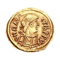 1 Tremissis In the name of Maurice Tiberius, Victory with full face, without N in field