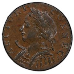 1/2 Penny - Copper `Mailed Bust Left, Horned`