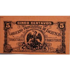 5 Centavos Gobierno Provisional de Zacatecas