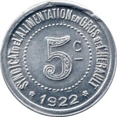 5 Centimes - Syndicat de l`Alimentation en Gros - Hérault [34]
