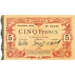 5 Francs - Chambre de Commerce de Cambrai 59