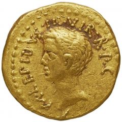 Aureus Vibia: Gaius Vibius Varus, M·LEPIDVS·III·VIR·R·P·C / C·VEIBIVS VAARVS