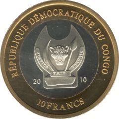 10 Francs 75th Anniversary - Birth of 14th Dalai Lama