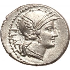 Denarius Rutilia: Lucius Rutilius Flaccus, FLAC / L•RVTILI
