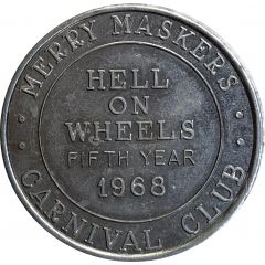 Mardi Gras Token - Merry Maskers Carnival Club Hell on Wheels, New Orleans, Louisiana