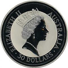 30 Dollars - Elizabeth II 3rd Portrait - Australian Kookaburra - Silver Bullion Coin