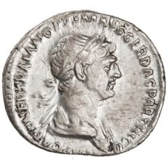 Denarius - Trajan P M TR P COS VI P P S P Q R, Genius