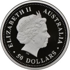 50 Dollars - Elizabeth II 4th Portrait - Koala - Platinum
