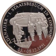 Medal - 50 Years of the Federal Republic of Germany Adenauer on his first state visit to England