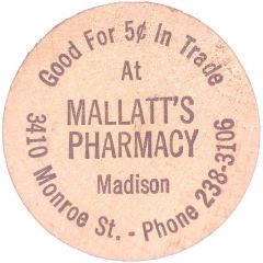 5 Cents - Mallatt's Pharmacy Madison, Wisconsin
