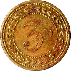 3 Pence - T.A. Image Wisbech St Mary`s Farm Token