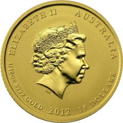 15 Dollars - Elizabeth II 4th Portrait - Year of the Dragon - Gold Bullion Coin