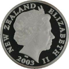 5 Dollars - Elizabeth II 4th Portrait, Giant Kokopu, Silver Proof