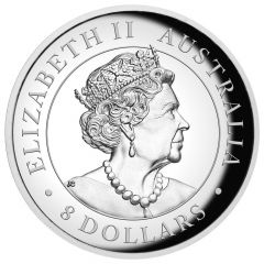 8 Dollars - Elizabeth II 6th Portrait - Australian Kookaburra - Silver Coin