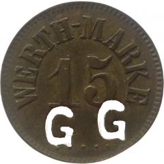 15 Pfennig Werth-Marke, with cutout `GG`