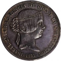 5 Pesetas / 5 Francs - Isabella II Mule pattern