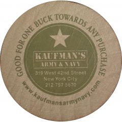 1 Dollar - Kaufman`s Army and Navy Wooden Dollar