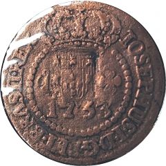 10 Réis - José I counterstamped 5 Réis