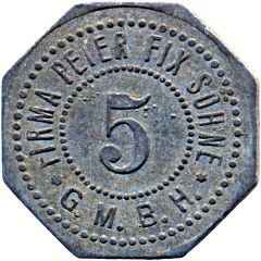 5 Pfennig - Duisburg Firma Peter Fix Söhne G.m.b.H