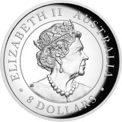 8 Dollars - Elizabeth II 6th Portrait - Kangaroo - Silver Bullion - High Relief