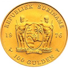 100 Gulden 1st Anniversary of Independence, Yellow Gold
