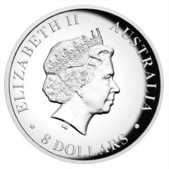 8 Dollars - Elizabeth II 4th Portrait - Kangaroo - Silver Proof - High Relief