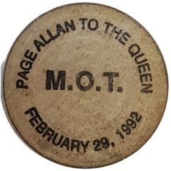 Wooden Nickel - M. O. T.