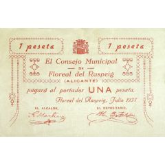 1 Peseta Floreal del Raspeig