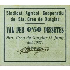 0.50 Pesetas Sta. Creu de Xutglar, Sindicat Agrícol Cooperatiu