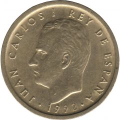 100 Pesetas - Juan Carlos I value as `100`, no dots around the rim