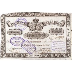 500 Reales de Vellón Banco de Valladolid