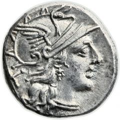 Denarius Decimia: Decimius Flavus, FLAVS ROMA