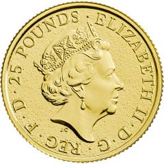 25 Pounds - Elizabeth II Red Dragon of Wales, 1/4 oz Fine Gold