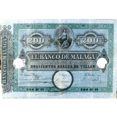 200 Reales de Vellón Banco de Málaga