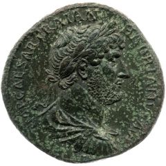 Sestertius - Hadrian P M TR P COS III S C, Minerva