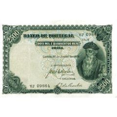 2500 Réis 4th. print - overprint `REPÚBLICA`