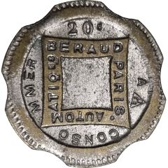 20 centimes à consommer - Automatiques Béraud - Paris [75] non trouée