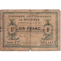 1 Franc - Chambre de Commerce de Bayonne 64