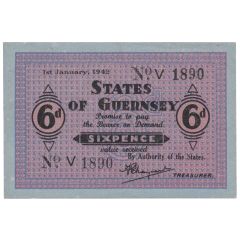 6 Pence German Occupation, Blue paper