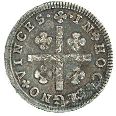 100 Réis - Luiz I Countermark`CROWNED G.P.` over `1/2 Tostão, Portugal`