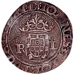 Tostão `R-L` – João III 2nd type, Lisboa mint
